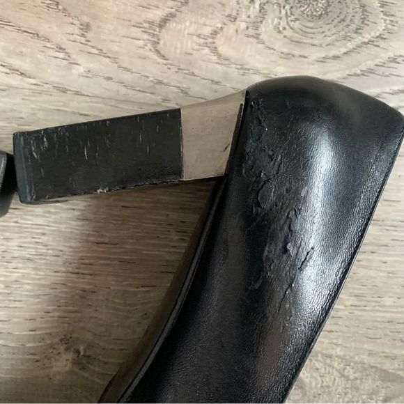 VINTAGE CHANEL Block Heel Shoes Black Silver Size 38 - Picture 13 of 16